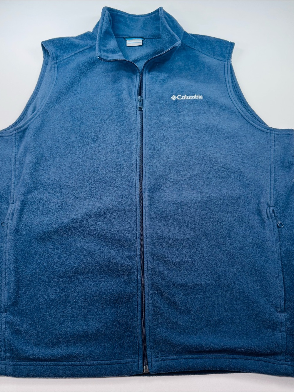 COLUMBIA Men’s Full-Zip Fleece Vest, Blue Pockets Lightweight Outdoor Hiking 2XT